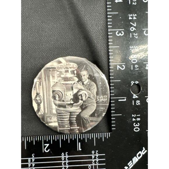 Lost In Space Robot Pins Two 2 1/4” Diameter Pinback TV Show British - Picture 5 of 6
